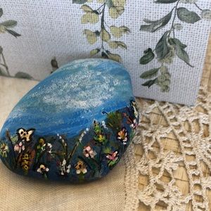 HAND-PAINTED TRANQUILITY BY THE SEA ROCK